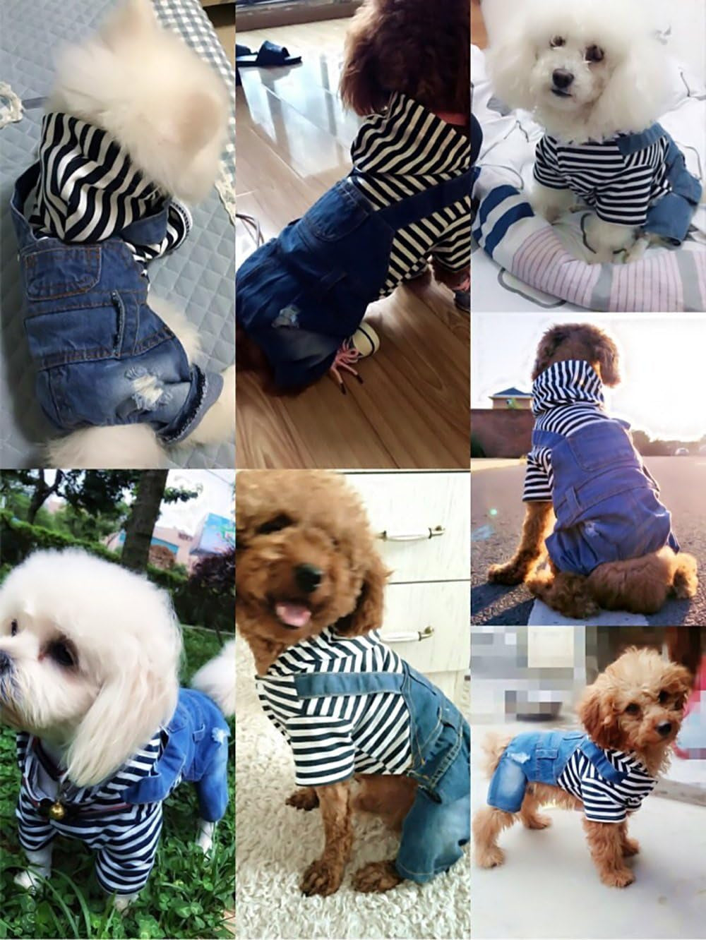 Pet Denim Jumpsuit Dog Jeans Hoodies Cool Blue Coat Medium Small Dogs Classic Jacket Puppy Blue Vintage Washed Vests (L)